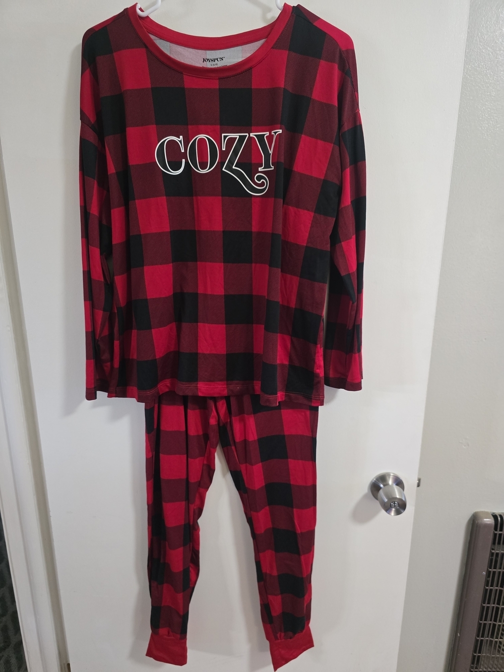 Joyspun Buffalo Plaid Pajama Set Womens Small Red Black Cozy Christmas Lounge